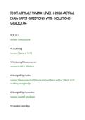 FDOT ASPHALT PAVING LEVEL 6 2026 ACTUAL&NewLine;EXAM PAPER QUESTIONS WITH SOLUTIONS&NewLine;GRADED A&plus;&NewLine;