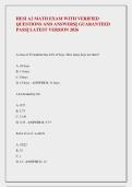 HESI A2 MATH EXAM WITH VERIFIED &NewLine;QUESTIONS AND ANSWERS&vert;&vert; GUARANTEED &NewLine;PASS&vert;&vert; LATEST VERSION 2026 &NewLine; &NewLine;