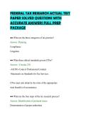 FEDERAL TAX RESEARCH ACTUAL TEST&NewLine;PAPER SOLVED QUESTIONS WITH&NewLine;ACCURATE ANSWERS FULL PREP&NewLine;PACKAGE