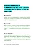 FEDERAL TAX RESEARCH&NewLine;COMPREHENSIVE TEST BANK VERIFIED&NewLine;QUESTIONS AND DETAILED SOLUTIONS&NewLine;GRADED A&plus;