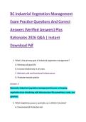 BC Industrial Vegetation Management &NewLine;Exam Practice Questions And Correct &NewLine;Answers &lpar;Verified Answers&rpar; Plus &NewLine;Rationales 2026 Q&A &vert; Instant &NewLine;Download Pdf