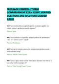 FEEDBACK CONTROL SYSTEMS&NewLine;COMPREHENSIVE EXAM SCRIPT VERIFIED&NewLine;QUESTIONS AND SOLUTIONS GRADED&NewLine;APLUS