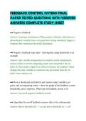 FEEDBACK CONTROL SYSTEMS FINAL&NewLine;PAPER TESTED QUESTIONS WITH VERIFIED&NewLine;ANSWERS COMPLETE STUDY SHEET