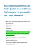 Nova Scotia Forestry Pest Control Exam &NewLine;Practice Questions And Correct Answers &NewLine;&lpar;Verified Answers&rpar; Plus Rationales 2026 &NewLine;Q&A &vert; Instant Download Pdf