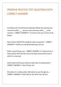 PROPANE PRACTICE TEST QUESTIONS WITH CORRECT ANSWERS