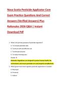 Nova Scotia Pesticide Applicator Core &NewLine;Exam Practice Questions And Correct &NewLine;Answers &lpar;Verified Answers&rpar; Plus &NewLine;Rationales 2026 Q&A &vert; Instant &NewLine;Download Pdf
