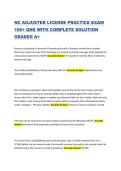 NC ADJUSTER LICENSE PRACTICE EXAM 100&plus; QNS WITH COMPLETE SOLUTION GRADED A&plus;