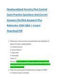 Newfoundland Forestry Pest Control &NewLine;Exam Practice Questions And Correct &NewLine;Answers &lpar;Verified Answers&rpar; Plus &NewLine;Rationales 2026 Q&A &vert; Instant &NewLine;Download Pdf 