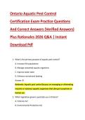 Ontario Aquatic Pest Control &NewLine;Certification Exam Practice Questions &NewLine;And Correct Answers &lpar;Verified Answers&rpar; &NewLine;Plus Rationales 2026 Q&A &vert; Instant &NewLine;Download Pdf