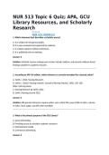 NUR 513 Topic 6 Quiz&semi; APA&comma; GCU Library Resources&comma; and Scholarly Research