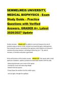 SEMMELWEIS UNIVERSITY&comma; &NewLine;MEDICAL BIOPHYSICS - Exam &NewLine;Study Guide &ndash; Practice &NewLine;Questions with Verified &NewLine;Answers&period; GRADED A&plus;&period; Latest &NewLine;2026&sol;2027 Update 