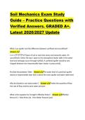 Soil Mechanics Exam Study &NewLine;Guide &ndash; Practice Questions with &NewLine;Verified Answers&period; GRADED A&plus;&period; &NewLine;Latest 2026&sol;2027 Update 