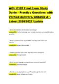 WGU C182 Final Exam Study &NewLine;Guide &ndash; Practice Questions with &NewLine;Verified Answers&period; GRADED A&plus;&period; &NewLine;Latest 2026&sol;2027 Update 