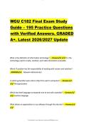 WGU C182 Final Exam Study &NewLine;Guide &ndash; 195 Practice Questions &NewLine;with Verified Answers&period; GRADED &NewLine;A&plus;&period; Latest 2026&sol;2027 Update 