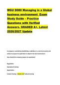 WGU D080 Managing in a Global &NewLine;business environment  Exam &NewLine;Study Guide &ndash; Practice &NewLine;Questions with Verified &NewLine;Answers&period; GRADED A&plus;&period; Latest &NewLine;2026&sol;2027 Update 