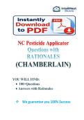 North Carolina Commercial Pesticide Applicator Core Exam QUESTIONS AND VERIFIED ANSWERS WITH RATIONALES JUST RELEASED&period;