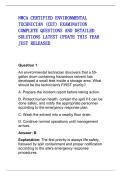 NWCA CERTIFIED ENVIRONMENTAL TECHNICIAN &lpar;CET&rpar; EXAMINATION COMPLETE QUESTIONS AND DETAILED SOLUTIONS LATEST UPDATE THIS YEAR JUST RELEASED