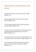 NURS 1010 Quiz 2 Questions With Correct Answers