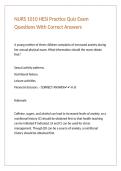 NURS 1010 HESI Practice Quiz Exam Questions With Correct Answers