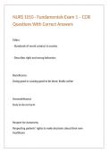 NURS 1010 - Fundamentals Exam 1 &ndash; CCRI Questions With Correct Answers