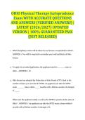 OHIO Physical Therapy Jurisprudence Exam WITH ACCURATE QUESTIONS AND ANSWERS &lpar;VERIFIED ANSWERS&rpar; &vert; LATEST &lpar;2026&sol;2027&rpar; UPDATED VERSION &vert; 100&percnt; GUARANTEED PASS &lbrace;JUST RELEASED&rcub;