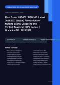 NSG 300 Foundations of Nursing Final Exam Actual 2026&sol;2027 &ndash; 100&percnt; Verified &vert; Detailed Rationales &ndash; Pass Guaranteed &ndash; A&plus; Graded 
