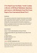 CNA Final Exam Test Bank- North Carolina &vert;A Review of 830 Real Multichoice Questions and Answers with Rationale from Past Exam Papers&vert; Pass Guaranteed&vert; Brand New&excl;&excl;