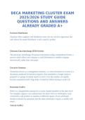DECA MARKETING CLUSTER EXAM 2025&sol;2026 STUDY GUIDE QUESTIONS AND ANSWERS ALREADY GRADED A&plus;