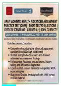 APEA Women s Health Blueprint Review 2026 &ndash; Complete 200&plus; Q&A Study Guide with Verified Answers & Detailed Rationales &vert; WHNP & NP 3P Exam Prep &vert; Updated 2026&sol;2027 &vert; Graded A&plus; DESCRIPTION &lpar;Short & Brief&rpar; Ace your APEA Women s Health exam