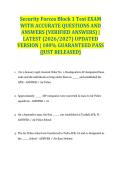 Security Forces Block 1 Test EXAM WITH ACCURATE QUESTIONS AND ANSWERS &lpar;VERIFIED ANSWERS&rpar; &vert; LATEST &lpar;2026&sol;2027&rpar; UPDATED VERSION &vert; 100&percnt; GUARANTEED PASS &lbrace;JUST RELEASED&rcub;