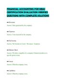 FINANCIAL ACCOUNTING FOR MBAS&NewLine;CERTIFICATION EVALUATION VERIFIED&NewLine;QUESTIONS WITH COMPLETE SOLUTIONS