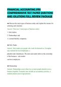 FINANCIAL ACCOUNTING IFRS&NewLine;COMPREHENSIVE TEST PAPER QUESTIONS&NewLine;AND SOLUTIONS FULL REVIEW PACKAGE