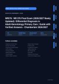 NR 576 Differential Diagnosis Adult-Gerontology Final Exam 2026&sol;2027 &ndash; 100&percnt; Verified &vert; Detailed Rationales &ndash; Pass Guaranteed &ndash; A&plus; Graded