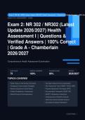 NR 302 Health Assessment I Exam 2 Actual 2026&sol;2027 &ndash; 100&percnt; Verified &vert; Detailed Rationales &ndash; Pass Guaranteed &ndash; A&plus; Graded