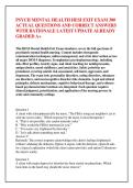PSYCH MENTAL HEALTH HESI EXIT EXAM 300 ACTUAL QUESTIONS AND CORRECT ANSWERS WITH RATIONALE LATEST UPDATE ALREADY GRADED A&plus;