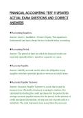 FINANCIAL ACCOUNTING TEST 11 UPDATED&NewLine;ACTUAL EXAM QUESTIONS AND CORRECT&NewLine;ANSWERS