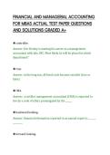 FINANCIAL AND MANAGERIAL ACCOUNTING&NewLine;FOR MBAS ACTUAL TEST PAPER QUESTIONS&NewLine;AND SOLUTIONS GRADED A&plus;&NewLine;
