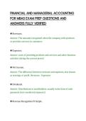 FINANCIAL AND MANAGERIAL ACCOUNTING&NewLine;FOR MBAS EXAM PREP QUESTIONS AND&NewLine;ANSWERS FULLY VERIFIED