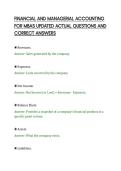 FINANCIAL AND MANAGERIAL ACCOUNTING&NewLine;FOR MBAS UPDATED ACTUAL QUESTIONS AND&NewLine;CORRECT ANSWERS
