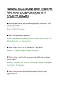 FINANCIAL MANAGEMENT&colon; CORE CONCEPTS&NewLine;FINAL PAPER SOLVED QUESTIONS WITH&NewLine;COMPLETE ANSWERS