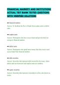 FINANCIAL MARKETS AND INSTITUTIONS&NewLine;ACTUAL TEST BANK TESTED QUESTIONS&NewLine;WITH VERIFIED SOLUTIONS