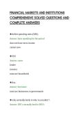 FINANCIAL MARKETS AND INSTITUTIONS&NewLine;COMPREHENSIVE SOLVED QUESTIONS AND&NewLine;COMPLETE ANSWERS