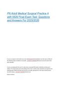 PN Adult Medical Surgical Practice A &NewLine;with NGN Final Exam Test&colon; Questions &NewLine;and Answers For 2025&sol;2026 