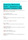 Quantum Mechanics Exam 1 Questions and Answers Updated 2026&NewLine;