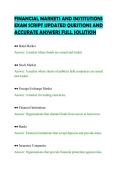 FINANCIAL MARKETS AND INSTITUTIONS&NewLine;EXAM SCRIPT UPDATED QUESTIONS AND&NewLine;ACCURATE ANSWERS FULL SOLUTION