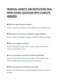 FINANCIAL MARKETS AND INSTITUTIONS FINAL&NewLine;PAPER SOLVED QUESTIONS WITH COMPLETE&NewLine;ANSWERS