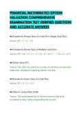 FINANCIAL MATHEMATICS OPTION&NewLine;VALUATION COMPREHENSIVE&NewLine;EXAMINATION TEST VERIFIED QUESTIONS&NewLine;AND ACCURATE ANSWERS