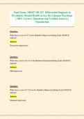NR547 DIFFERENTIAL DIAGNOSIS IN PSYCHIATRIC-MENTAL HEALTH ACROSS THE LIFESPAN PRACTICUM FINAL EXAM &vert; VERIFIED QUESTIONS AND ANSWERS &vert; 2026&ndash;2027