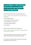 FINANCIAL STATEMENT ANALYSIS AND&NewLine;VALUATION COMPREHENSIVE TEST&NewLine;PAPER QUESTIONS AND SOLUTIONS&NewLine;VERIFIED FULL SOLUTION