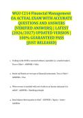 WGU C214 Financial Management OA ACTUAL EXAM WITH ACCURATE QUESTIONS AND ANSWERS &lpar;VERIFIED ANSWERS&rpar; &vert; LATEST &lpar;2026&sol;2027&rpar; UPDATED VERSION &vert; 100&percnt; GUARANTEED PASS &lbrace;JUST RELEASED&rcub;